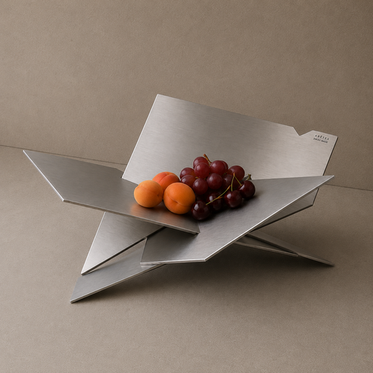 AC01 sculptural brushed stainless-steel bowl by ARÊTES