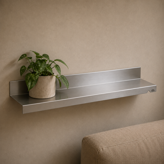 ET01 brushed stainless-steel wall shelf by ARÊTES